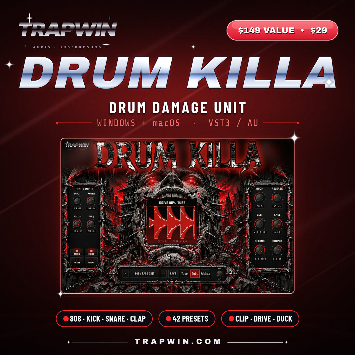 DRUM KILLA drum damage plugin by TrapWin
