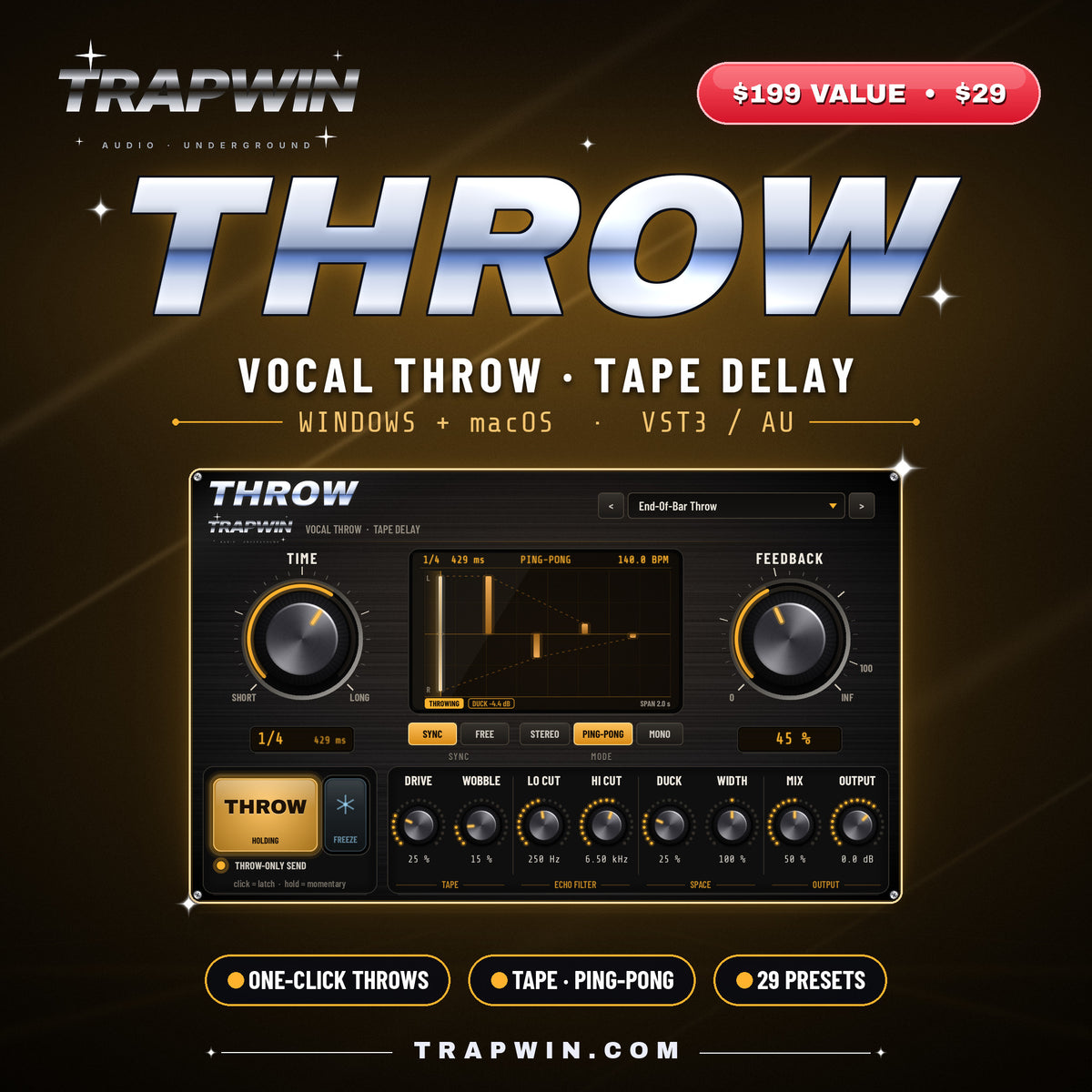TrapWin THROW vocal throw delay plugin